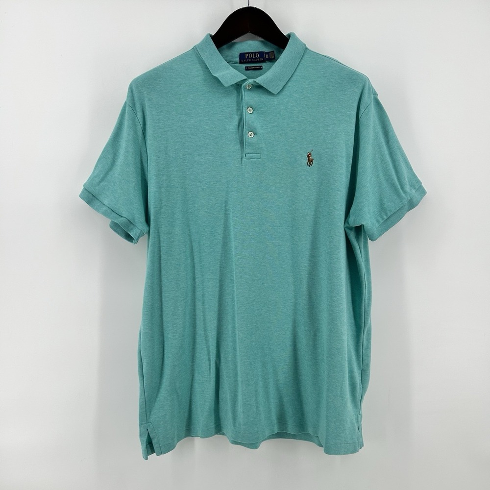 Polo Ralph Lauren Soft Polo Mens XL Teal Heather Custom Slim Fit Flesh Pony